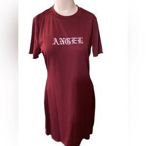 SHEIN Women’s Ribbed Embroidered BodyCon Stretch Dress Burgundy Size 0XL